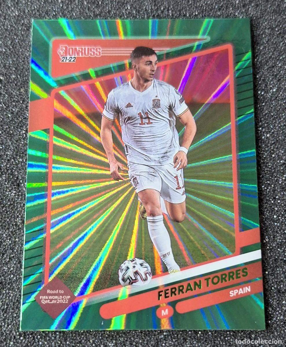 Cromos de f&uacute;tbol: Ferran Torres Espa&ntilde;a Panini Donruss Soccer Green Laser Holo #145