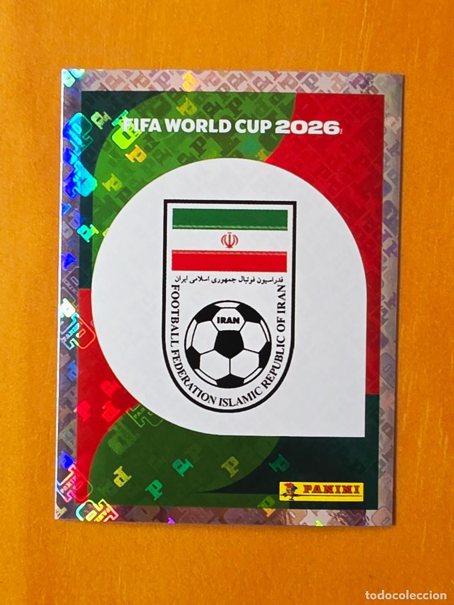 Fu&szlig;ball-Sticker: IRN 1 Escudo logo emblema Rep&uacute;blica Isl&aacute;mica de Ir&aacute;n, Panini FIFA World Cup Mundial 2026 Sticker