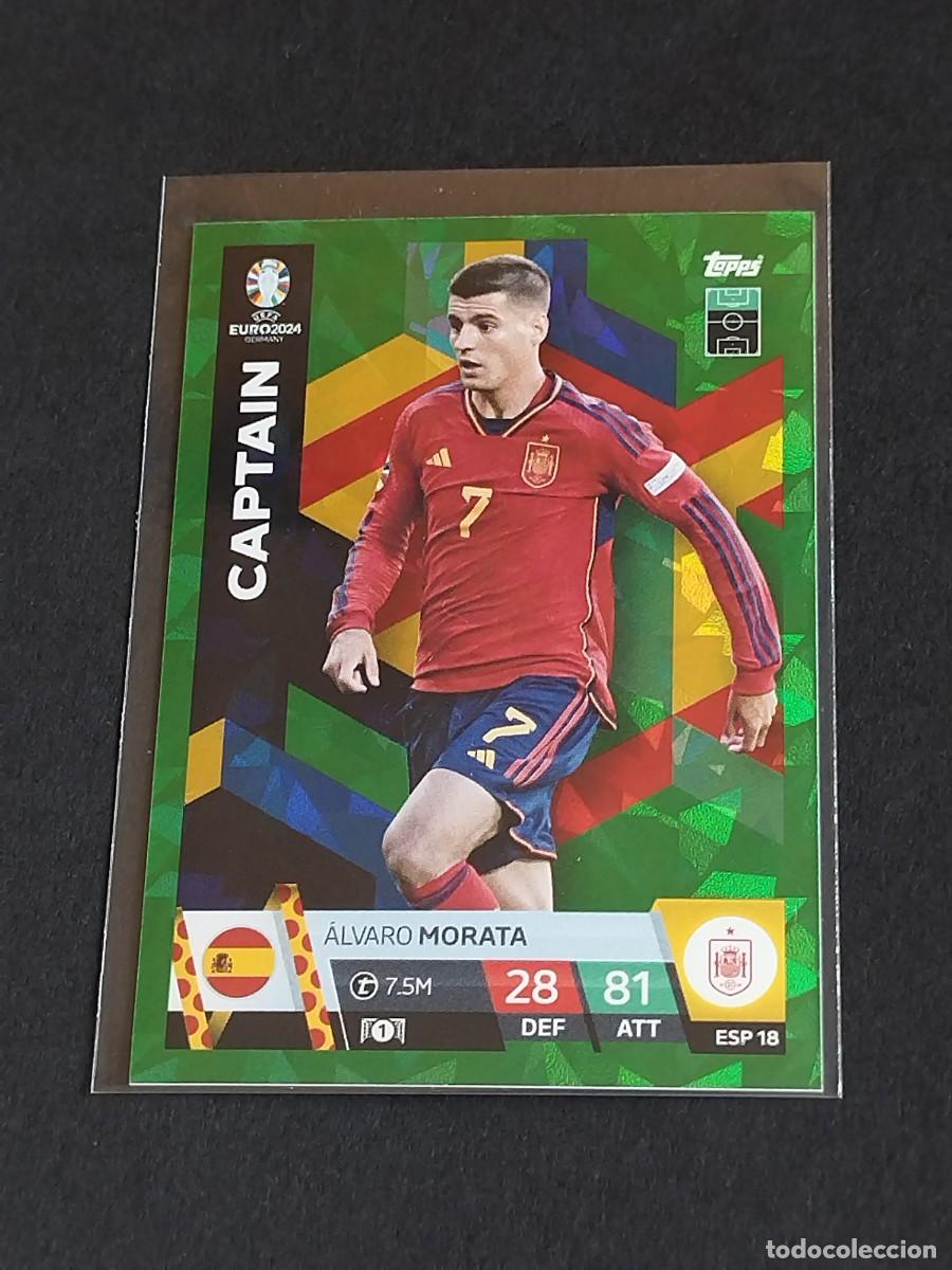 Fu&szlig;ball-Sticker: MORATA CAPTAIN VERDE PARALELA ESP 18 ESPA&Ntilde;A - TOPPS EUROCOPA 2024 MATCH ATTAX UEFA EURO 24 ESP18