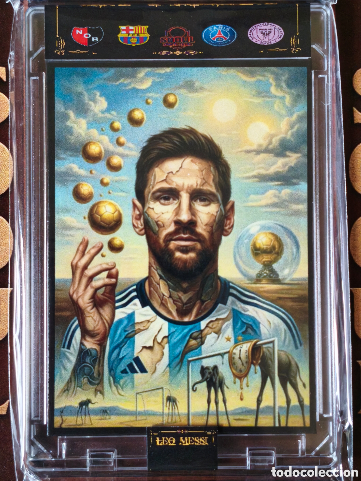 Cromos de f&uacute;tbol: Cromo SoouL leo Messi by salvador Dal&iacute;, el arte del futbol