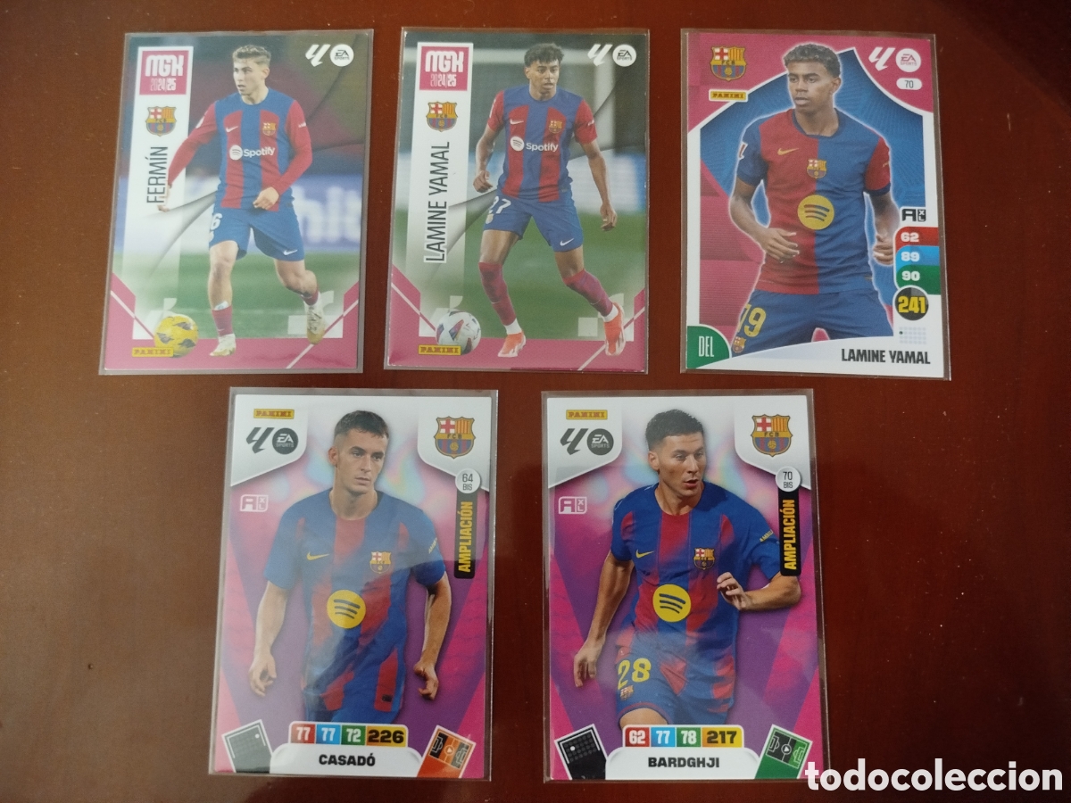 Fu&szlig;ball-Sticker: F.C.BARCELONA. LOTE DE 5 CROMOS (2 LAMINE YAMAL,FERM&Iacute;N...).