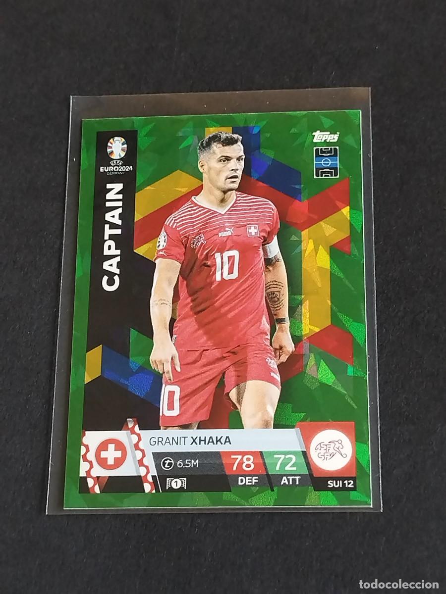 Cromos de f&uacute;tbol: XHAKA CAPTAIN VERDE PARALELA SUI 12 GREEN - TOPPS EUROCOPA 2024 MATCH ATTAX UEFA EURO 24 SUI 12