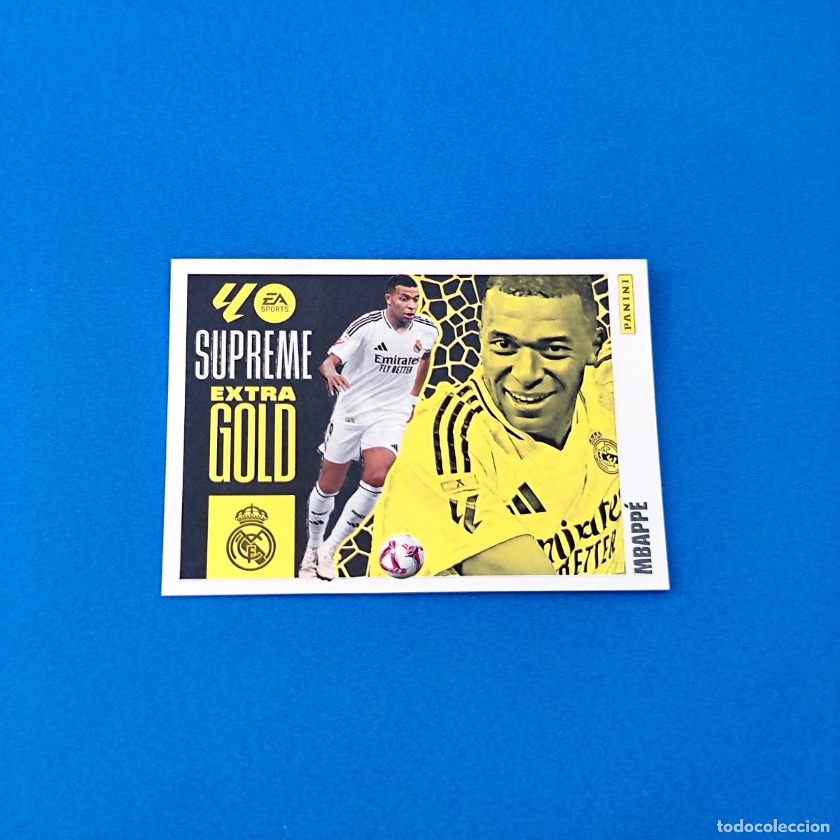 Cromos de f&uacute;tbol: Liga Este 2025 2026 / 25 26 Mbapp&eacute; Extra Gold Supreme Real Madrid