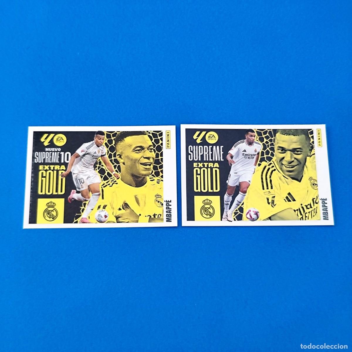 Cromos de f&uacute;tbol: Liga Este 2025 2026 / 25 26 Extra Gold Supreme y Supreme 10 Mbapp&eacute; Real Madrid