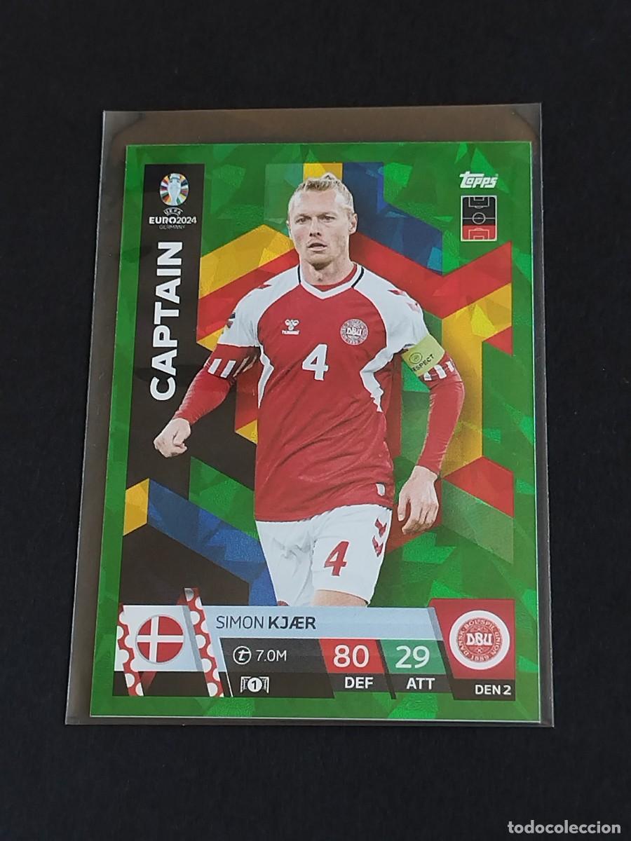 Cromos de f&uacute;tbol: KJAER CAPTAIN VERDE PARALELA DEN 2 DINAMARCA GREEN TOPPS EUROCOPA 2024 MATCH ATTAX UEFA EURO 24 DEN2