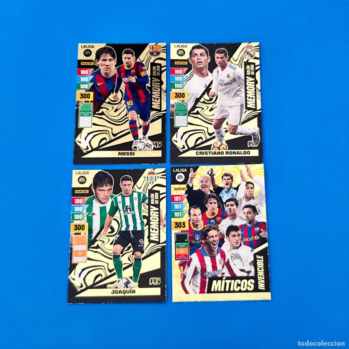 Cromos de f&uacute;tbol: Adrenalyn 2023 2024 / 23 24 M&iacute;ticos Invencible Joaqu&iacute;n Cristiano Ronaldo Messi Memory Bal&oacute;n de Oro