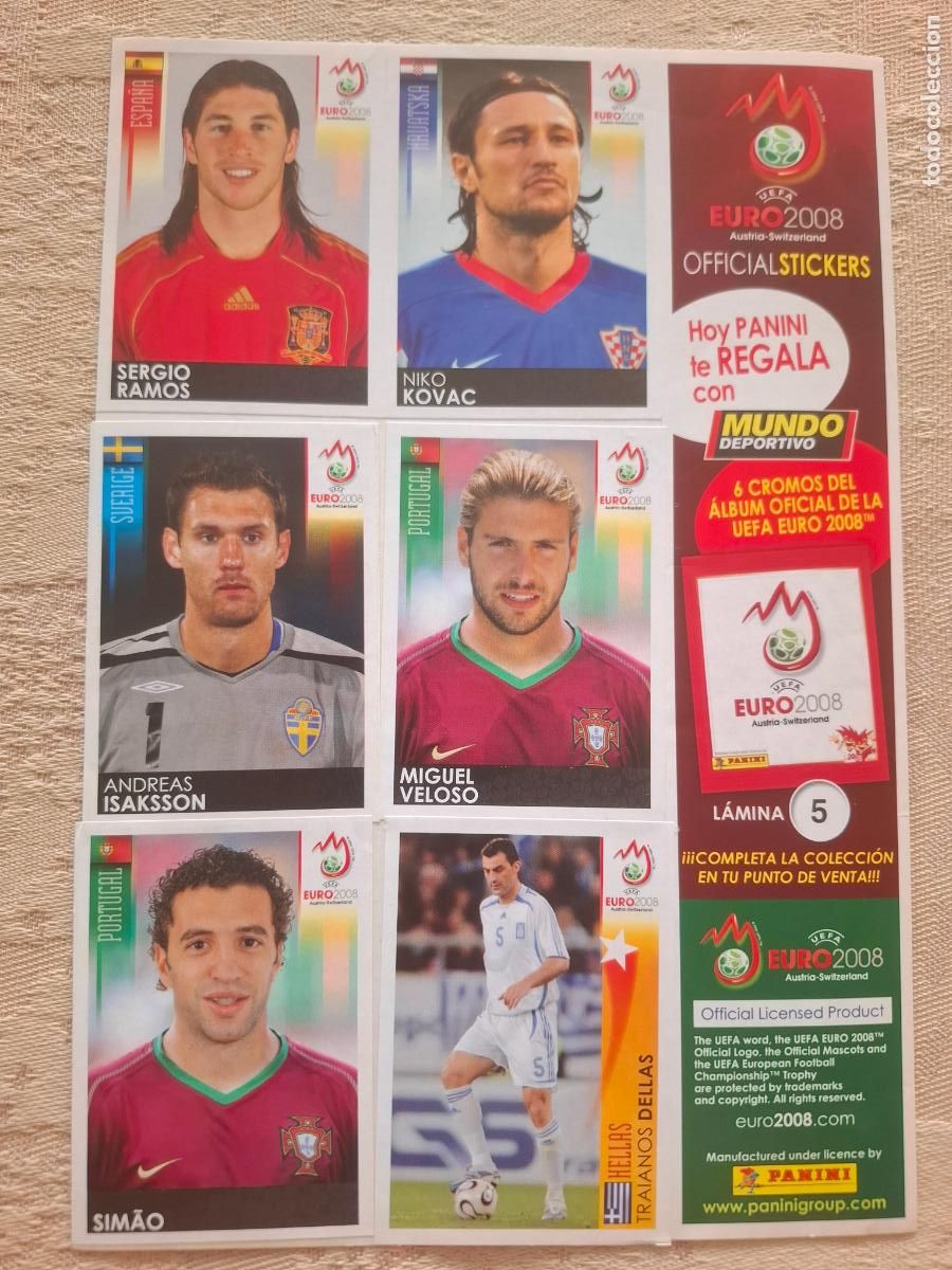 Cromos de f&uacute;tbol: EURO 2008 AUSTRIA / SUIZA - PANINI - L&Aacute;MINA N&ordm; 5 ( SERGIO RAMOS ) - MUNDO DEPORTIVO