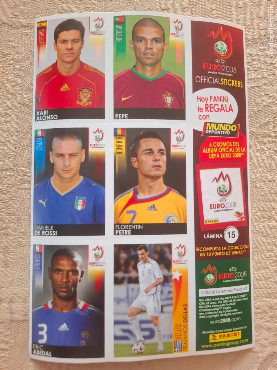 Cromos de f&uacute;tbol: EURO 2008 AUSTRIA / SUIZA - PANINI - L&Aacute;MINA N&ordm; 15 ( XABI ALONSO ) - MUNDO DEPORTIVO