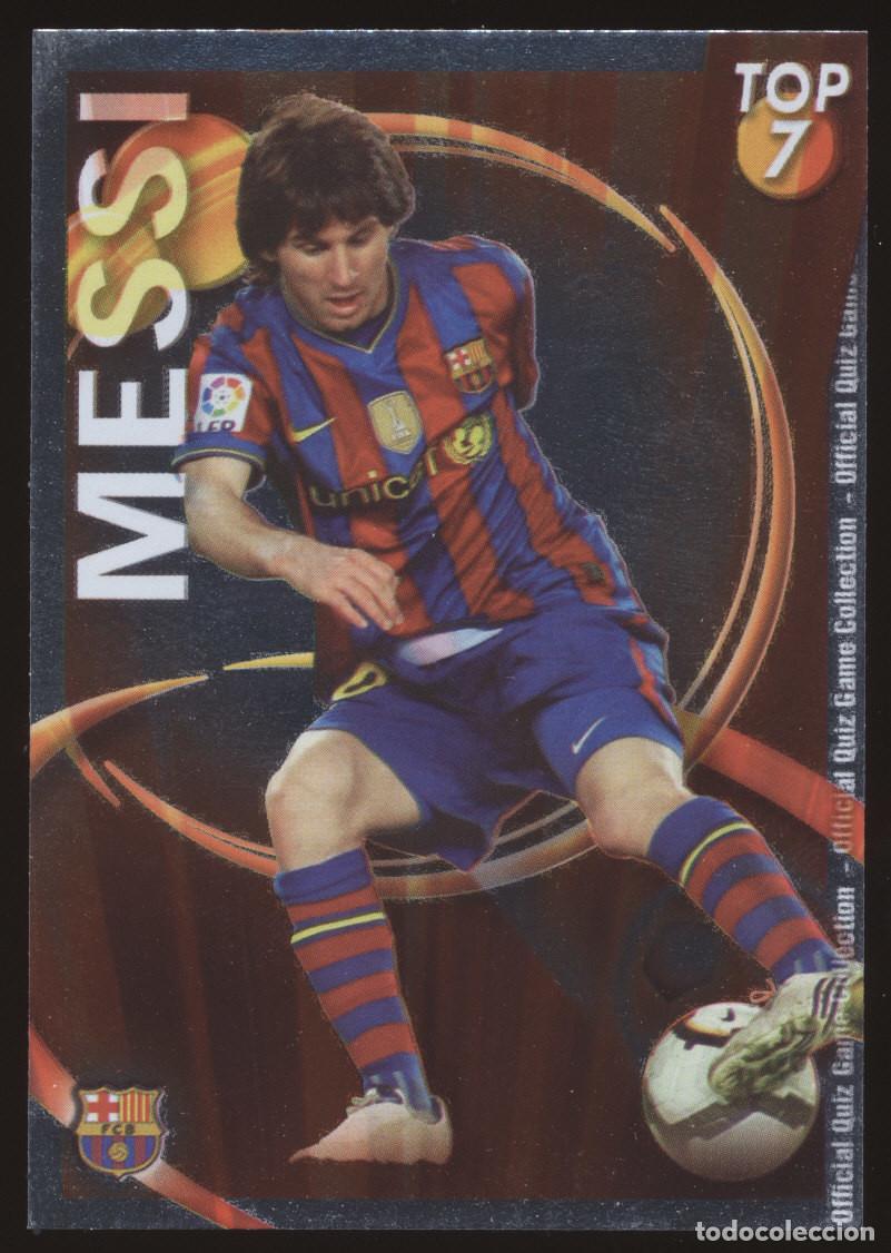 Cromos de f&uacute;tbol: #595. LIONEL MESSI (Top 7 Brillo Rojo) - FC Barcelona 2010/2011 - Mundicromo Card/Cromo 10/11
