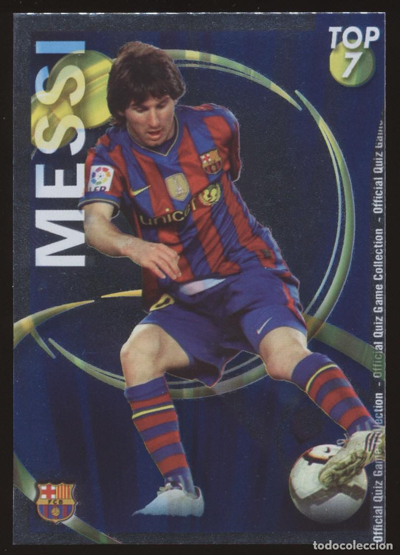 Cromos de f&uacute;tbol: #595. LIONEL MESSI (Top 7 Brillo Azul) - FC Barcelona 2010/2011 - Mundicromo Card/Cromo 10/11