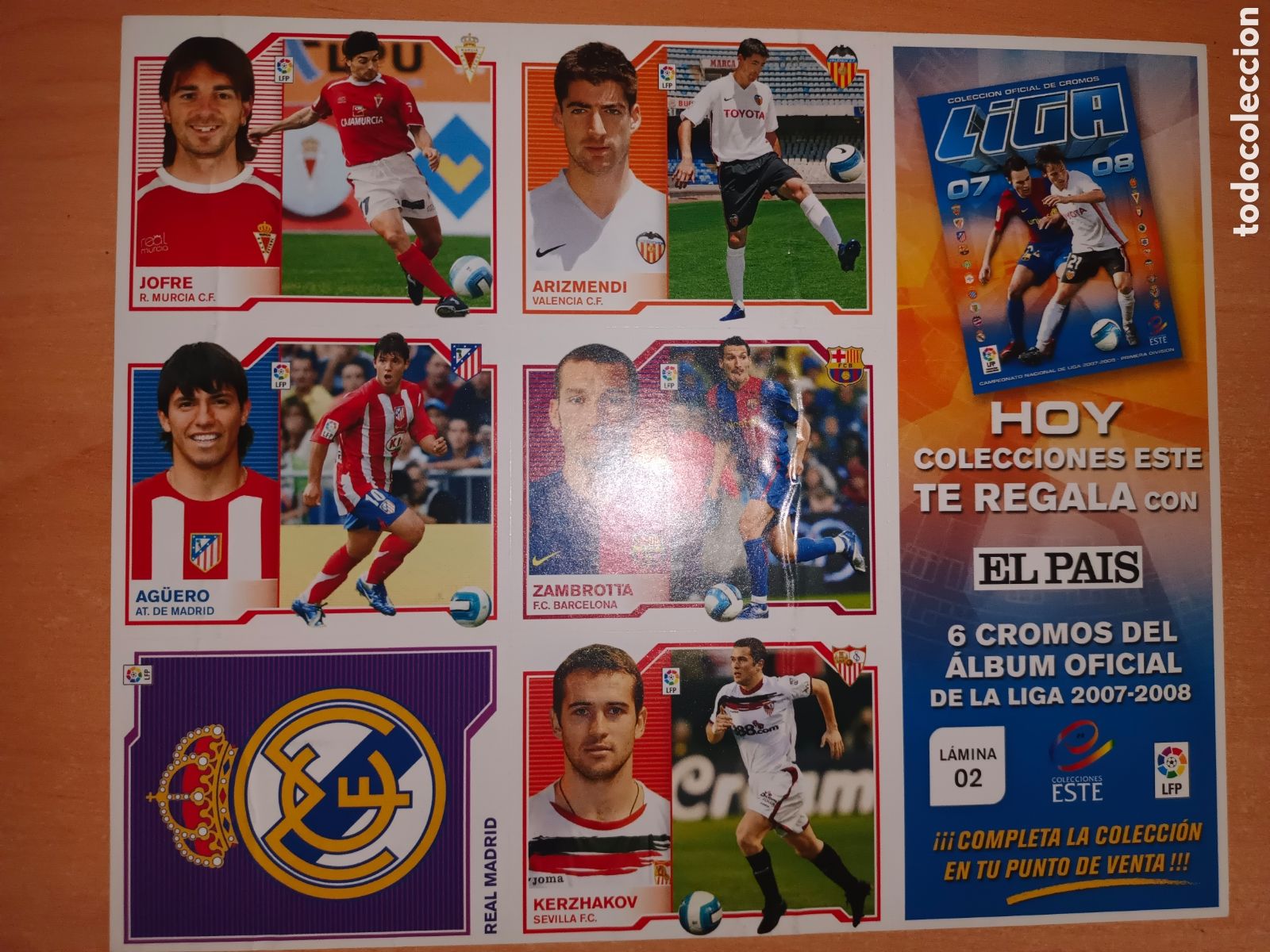 Cromos de f&uacute;tbol: RESERVADA LAMINA NUMERO 2 EL PAIS ESTE 2007-2008