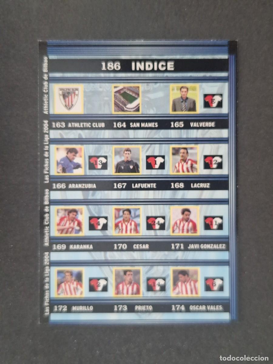 Cromos de f&uacute;tbol: L1 INDICE ATHLETIC CLUB DE BILBAO 186 MUNDICROMO LAS FICHAS DE LA LIGA 2004 03 04
