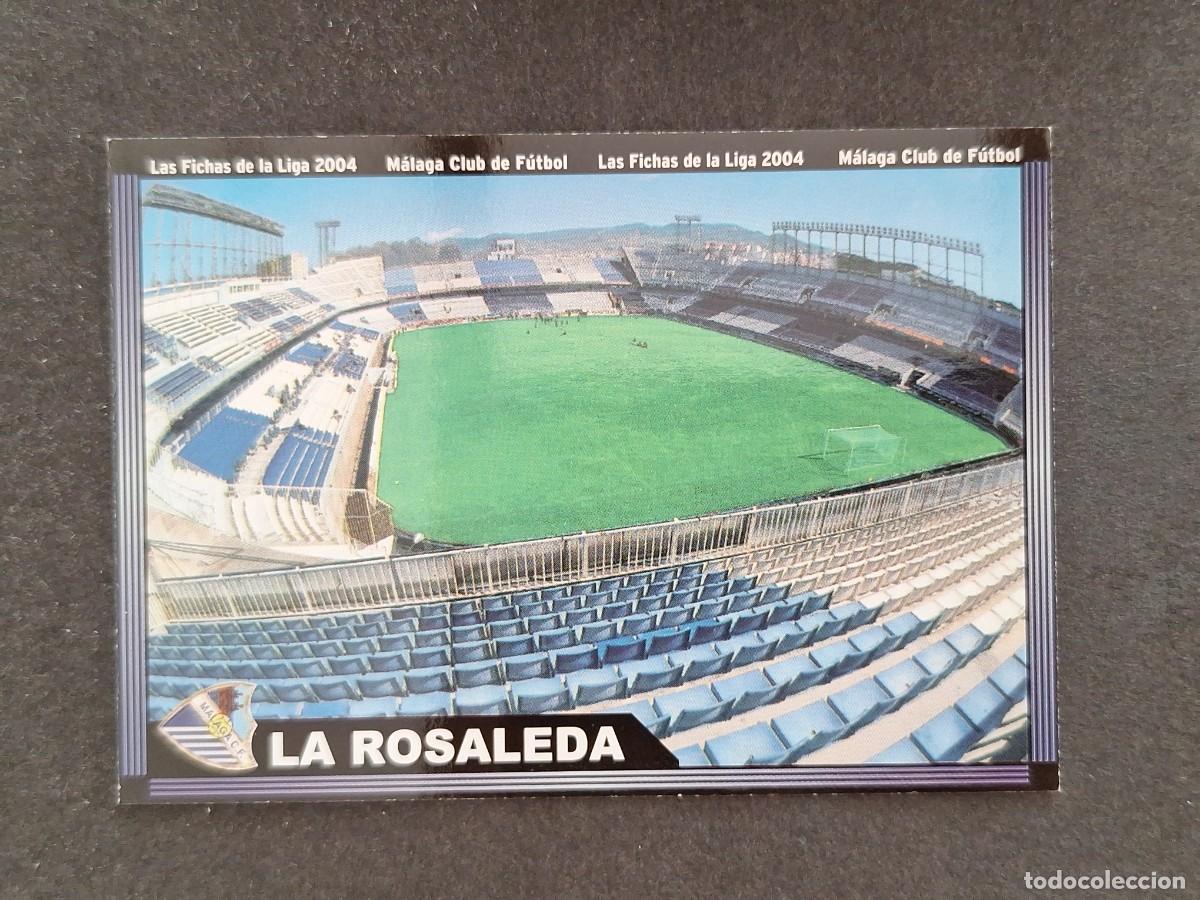 Cromos de f&uacute;tbol: L1 ESTADIO LA ROSALEDA MALAGA C. F. 326 MUNDICROMO LAS FICHAS DE LA LIGA 2004 03 04