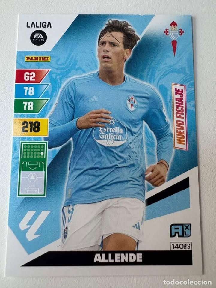 Cromos de f&uacute;tbol: Carta Allende Nuevo Fichaje Celta 140bis Adrenalyn 2023-24
