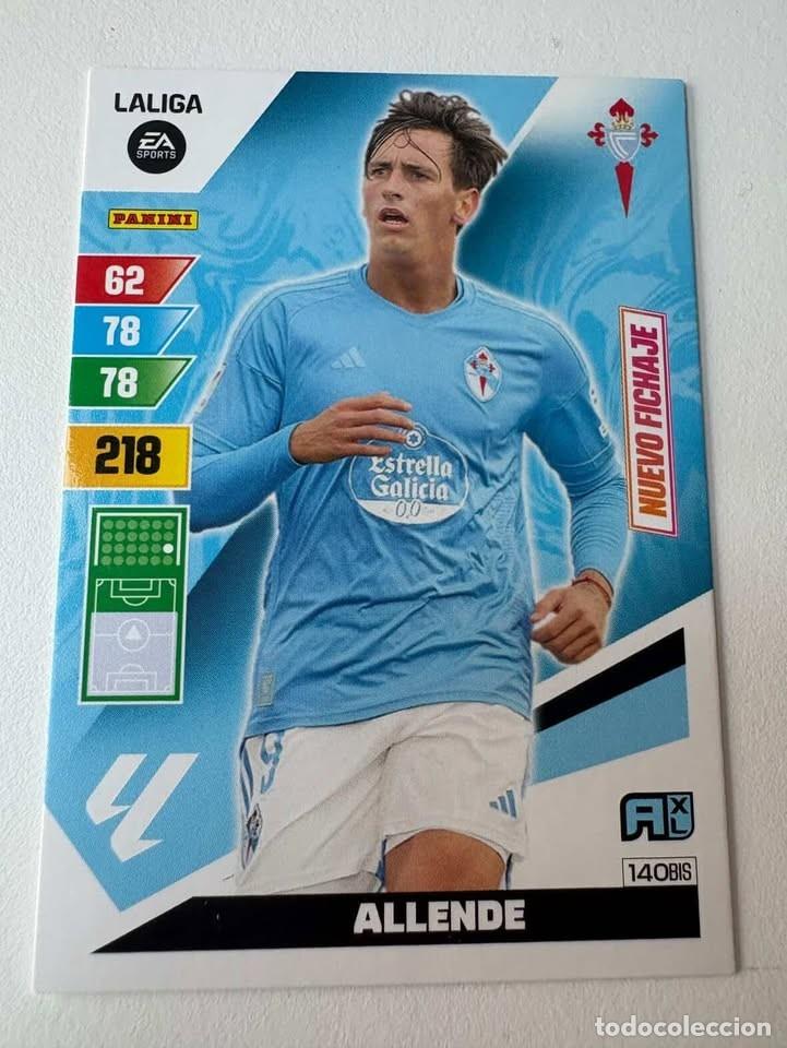 Cromos de f&uacute;tbol: Carta Allende Nuevo Fichaje Celta 140bis Adrenalyn 2023-24