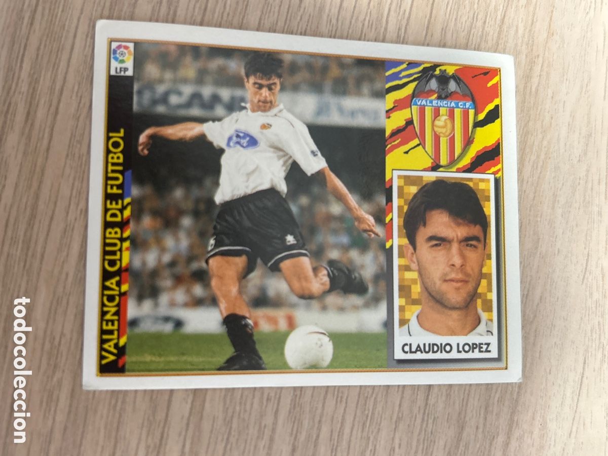Fu&szlig;ball-Sticker: CLAUDIO LOPEZ VALENCIA LIGA ESTE 1997 1998 97 98 NUNCA PEGADO SIN PEGAR