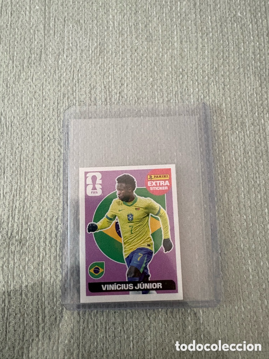 Cromos de f&uacute;tbol: Extra sticker Vinicius y caicedo morado