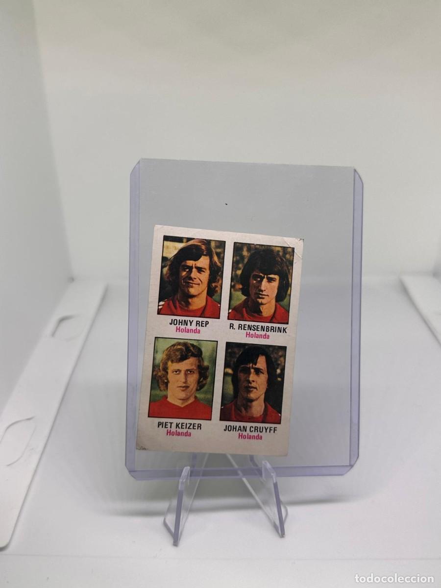 Cromos de f&uacute;tbol: Panel Johan Cruyff RC Johny Keizer y Rensenbrink Nederland Munich 1974