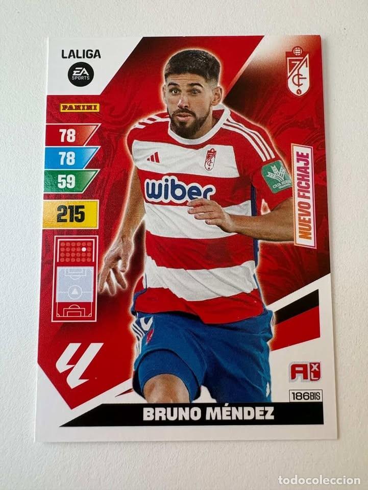 Cromos de f&uacute;tbol: Carta Bruno M&eacute;ndez Nuevo Fichaje Granada 186bis Adrenalyn 2023-24