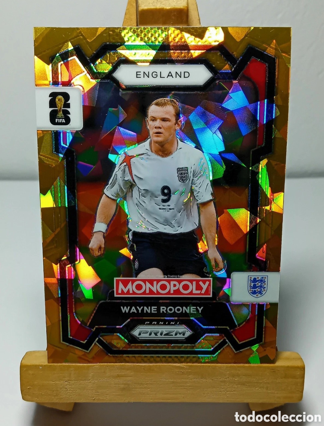 Cromos de f&uacute;tbol: WAYNE ROONEY 2026 INGLATERRA MONOPOLY GOLD CRACKED ICE PRIZM PANINI.