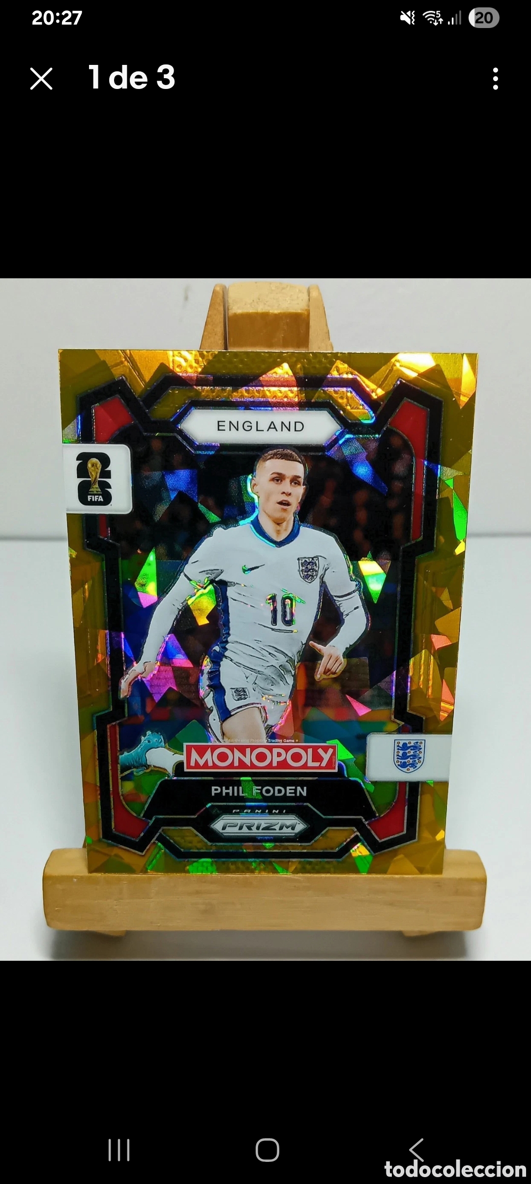 Cromos de f&uacute;tbol: PHIL FODEN 2026 INGLATERRA MONOPOLY GOLD CRACKED ICE PRIZM PANINI.