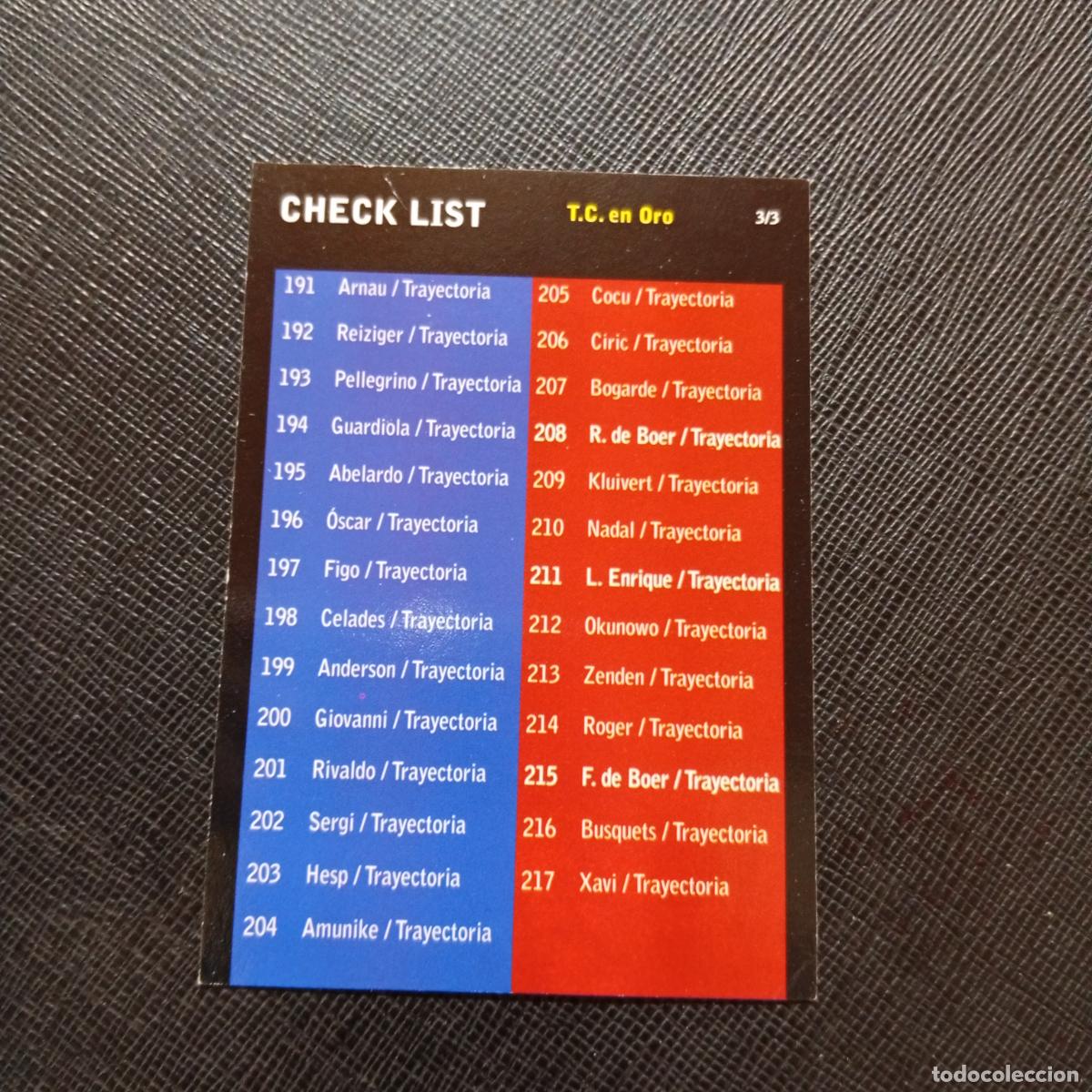 Cromos de f&uacute;tbol: 3/3 CHECK LIST PANINI BARCELONA 1899 1999 CENTENARIO 100 A&Ntilde;OS CROMO BARCA - A174 PG505