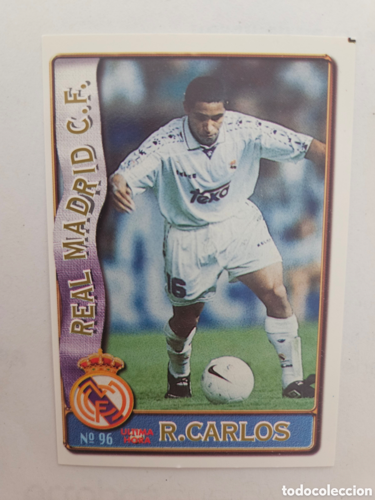 Cromos de f&uacute;tbol: Real Madrid-N&ordm; 96 Roberto Carlos-&Uacute;ltima Hora-Mundicromo Las Fichas de la Liga F&uacute;tbol 1996-1997-96-97