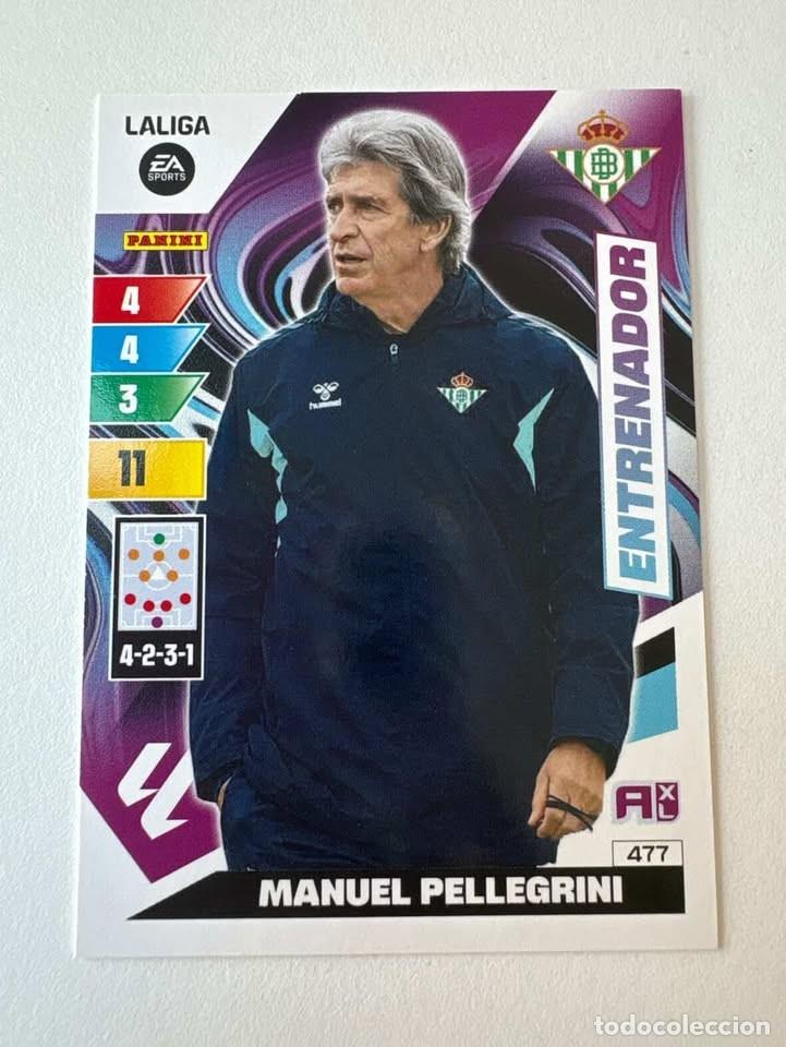 Cromos de f&uacute;tbol: Carta Manuel Pellegrini Entrenador Betis 477 Adrenalyn 2023-24