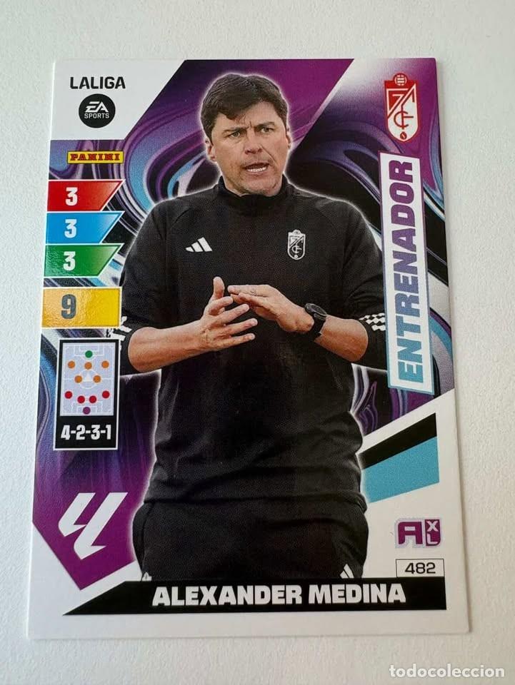 Cromos de f&uacute;tbol: Carta Alexander Medina Entrenador Granada 482 Adrenalyn 2023-24