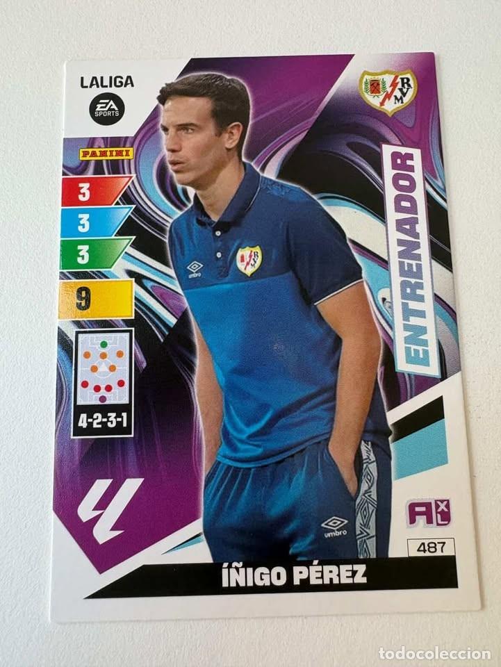 Cromos de f&uacute;tbol: Carta &Iacute;&ntilde;igo P&eacute;rez Entrenador Rayo Vallecano 487 Adrenalyn 2023-24