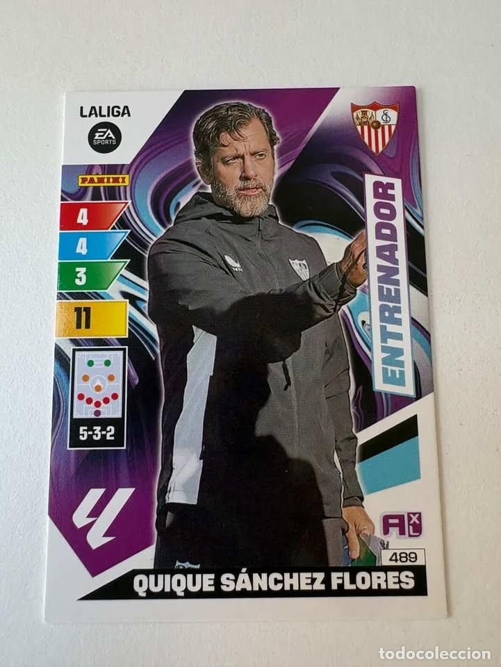 Cromos de f&uacute;tbol: Carta Quique S&aacute;nchez Flores Entrenador Sevilla 489 Adrenalyn 2023-24