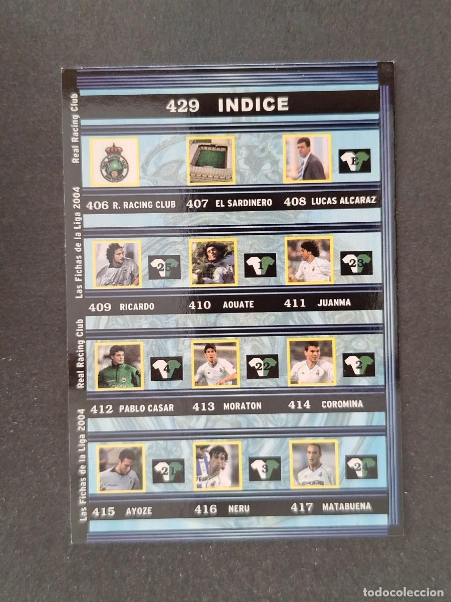 Cromos de f&uacute;tbol: L1 INDICE RACING DE SANTANDER 429 MUNDICROMO LAS FICHAS DE LA LIGA 2004 03 04