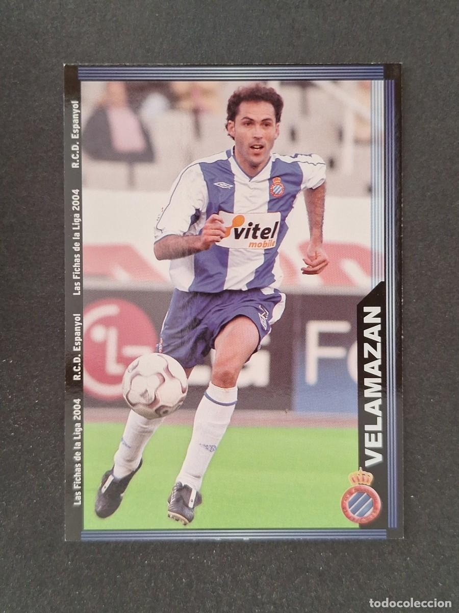 Cromos de f&uacute;tbol: L1 VELAMAZAN R. C. D. ESPA&Ntilde;OL 448 MUNDICROMO LAS FICHAS DE LA LIGA 2004 03 04