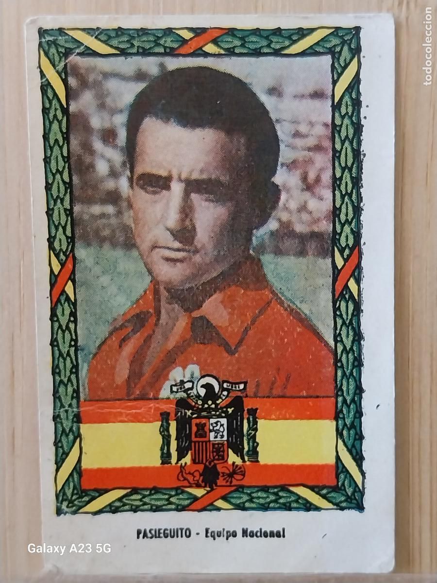 Football Stickers: PASIEGUITO EQUIPO NACIONAL SELECCION ESPA&Ntilde;A A&Ntilde;O 1953 53 54 CROMO ORIGINAL SIN PEGAR NUNCA 6.5X4.3CMS