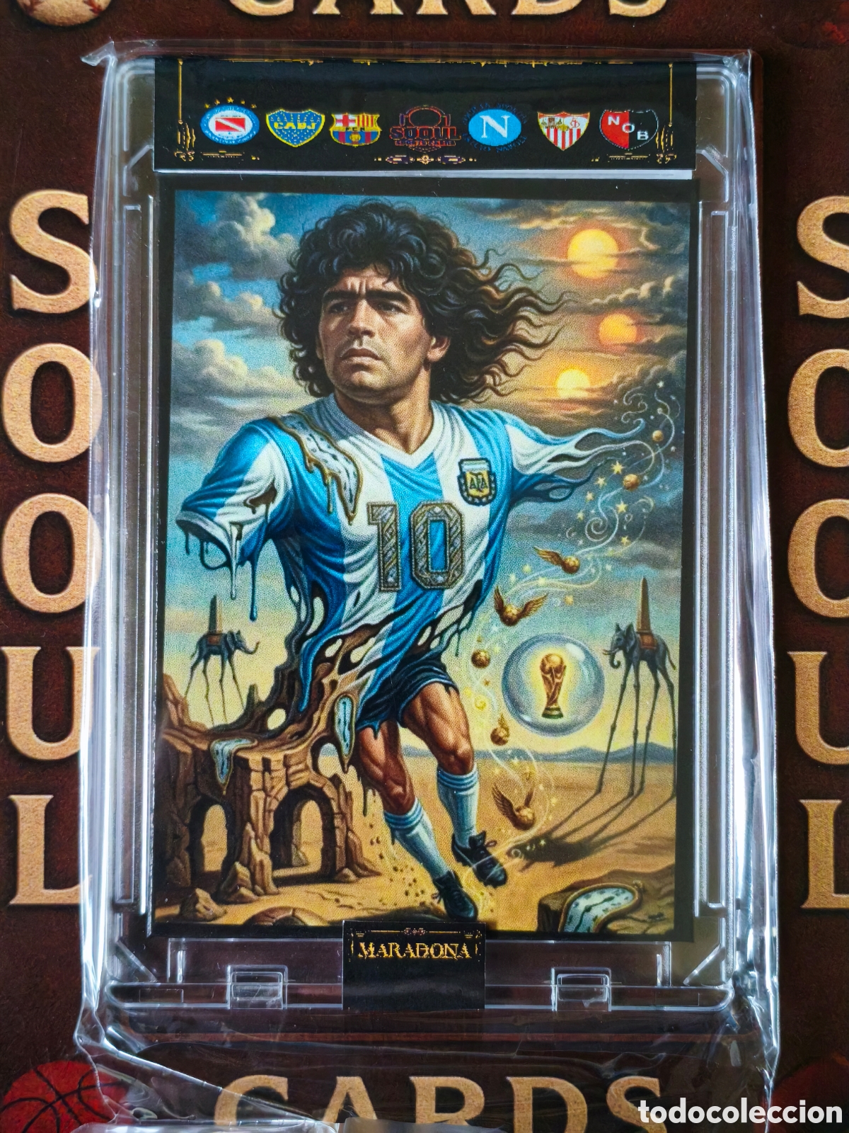Football Stickers: Cromo SoouL diego armando Maradona by salvador Dal&iacute; el arte del futbol
