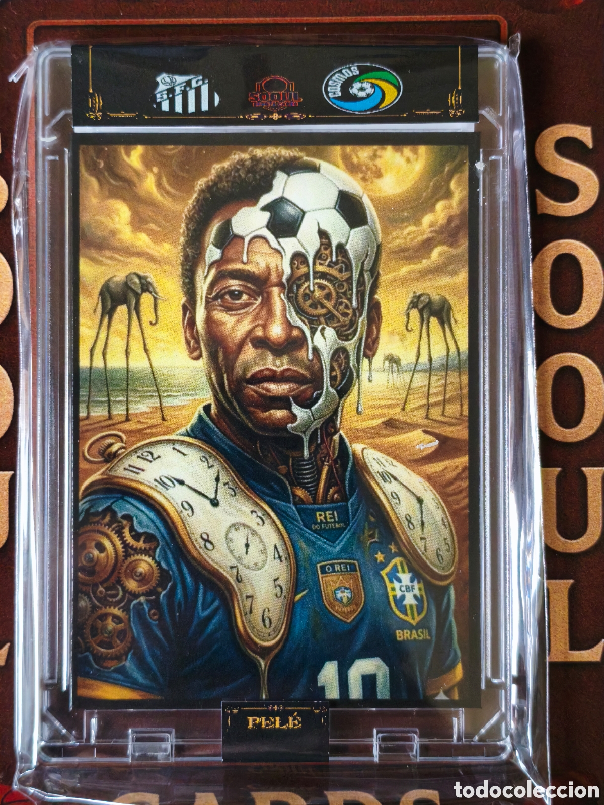 Cromos de f&uacute;tbol: Cromo SoouL pel&eacute; by salvador Dal&iacute; el arte del f&uacute;tbol