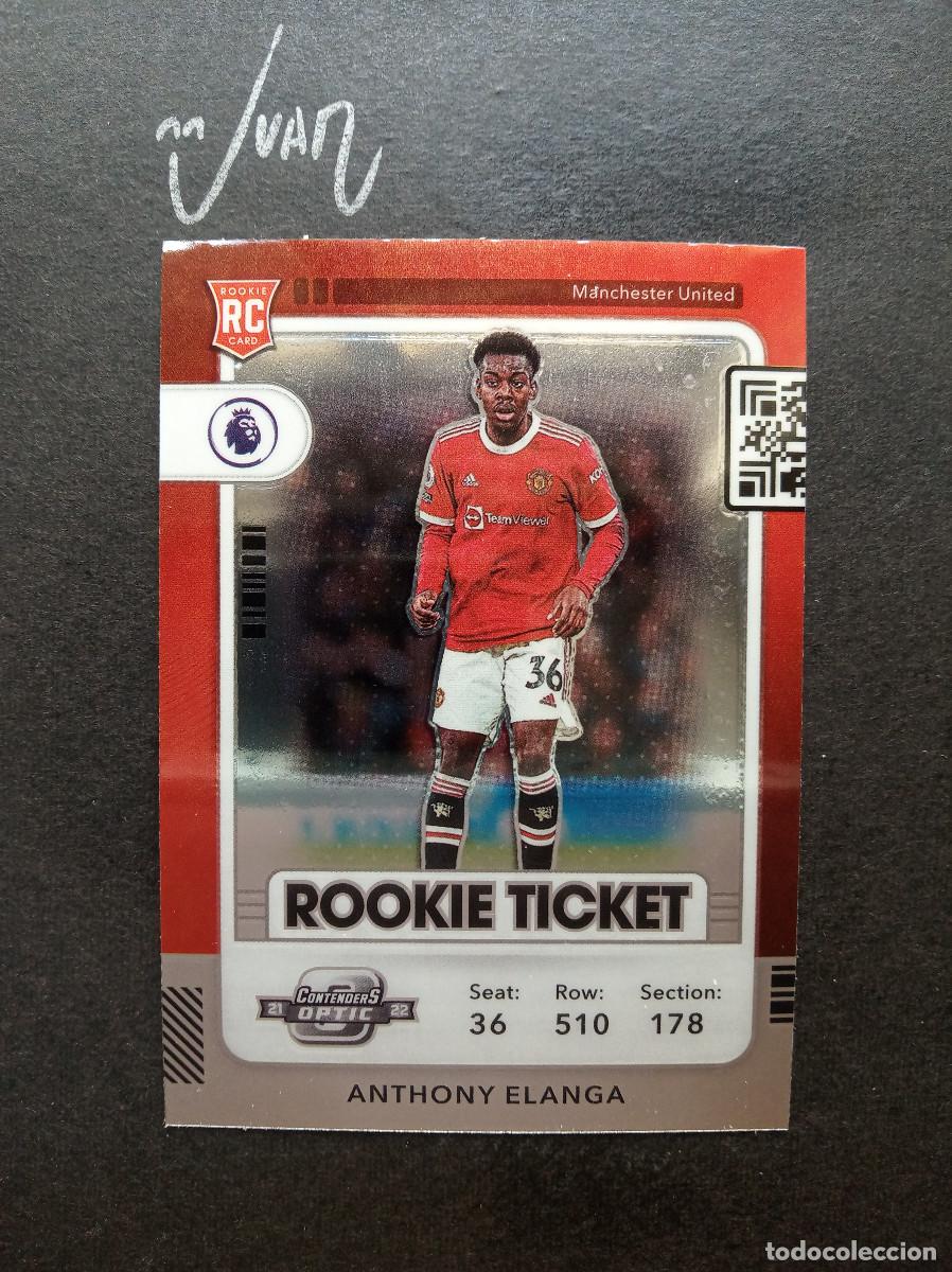 Cromos de f&uacute;tbol: ROOKIE TICKET ELANGA MANCHESTER UNITED MUNDIAL SUECIA ⚽ PANINI &reg; CHRONICLES CONTENDERS OPTIC 21 22
