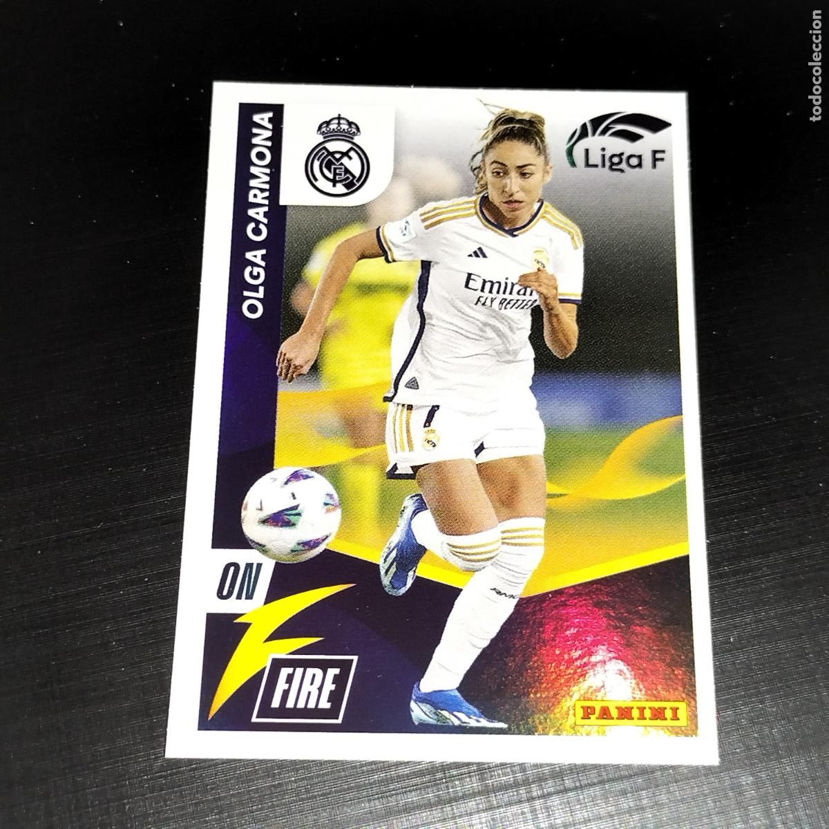 Cromos de f&uacute;tbol: N&ordm; 349 OLGA CARMONA ON FIRE REAL MADRID CROMOS LIGA F FEMENINA PANINI 2023 2024 23 24