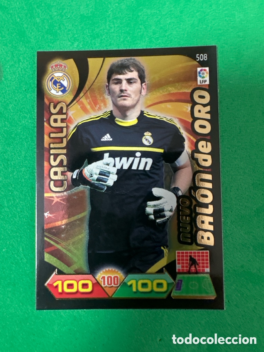 Football Stickers: CASILLAS (R.MADRID) BAL&Oacute;N DE ORO ADRENALYN LIGA 2011-2012 11 12 PANINI TRADING CARD