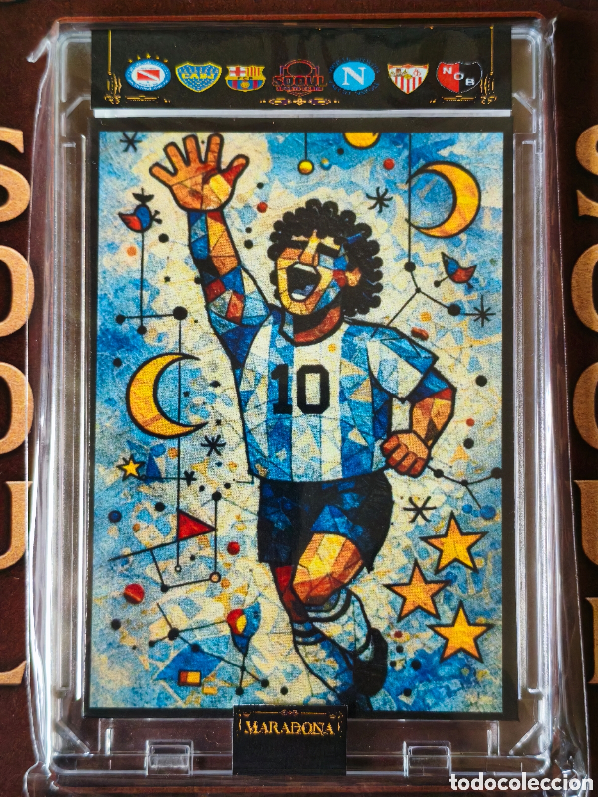Cromos de f&uacute;tbol: Cromo SoouL diego armando Maradona by Joan Mir&oacute; el arte del f&uacute;tbol
