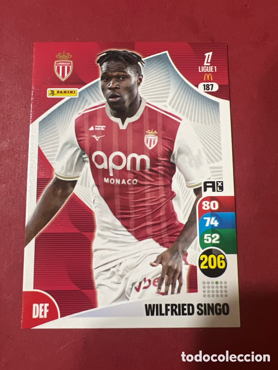 Cromos de f&uacute;tbol: 187 WILFRIED SINGO MONACO CROMO FUTBOL PANINI LIGUE 1 FOOT 25-26 LIGA FRANCIA ADRENALYN 2025-206