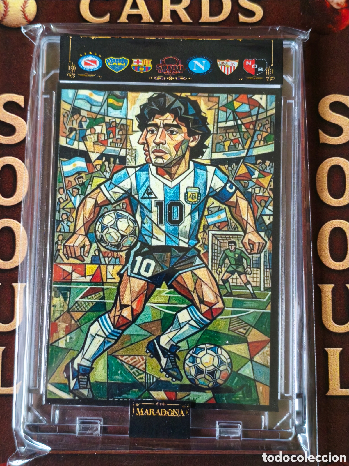 Cromos de f&uacute;tbol: 6 cromo SoouL diego armando Maradona by Pablo Picasso el arte del f&uacute;tbol