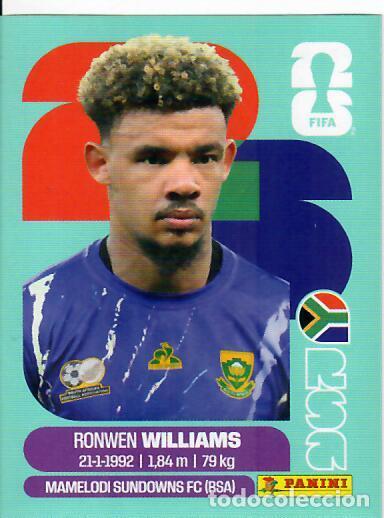 Cromos de f&uacute;tbol: CROMO PANINI MUNDIAL WORLD CUP 2026 - RSA 2 - WILLIAMS - SUD&Aacute;FRICA