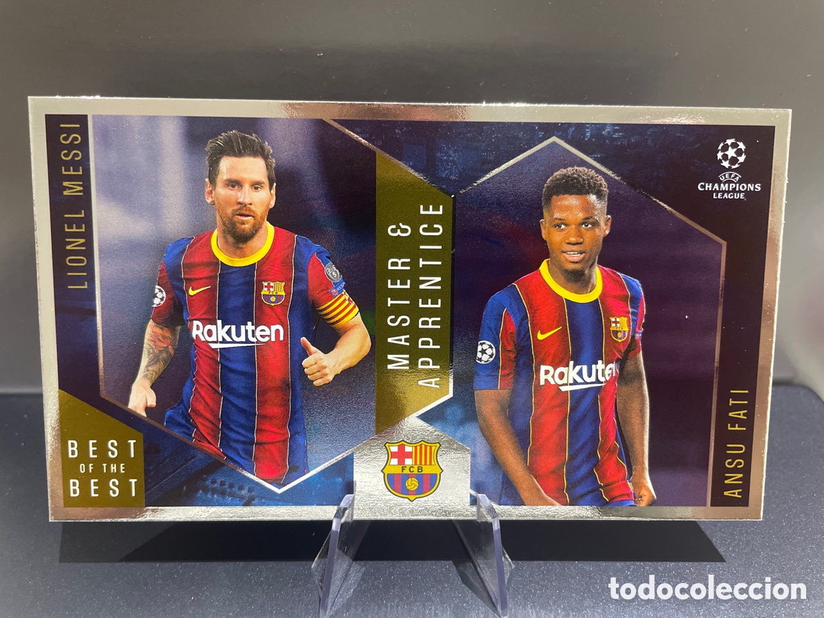 Figurine di Calcio: Messi & Ansu Fati Master & Apprentice 133 Best of the Best 2020-21 Topps FC Barcelona