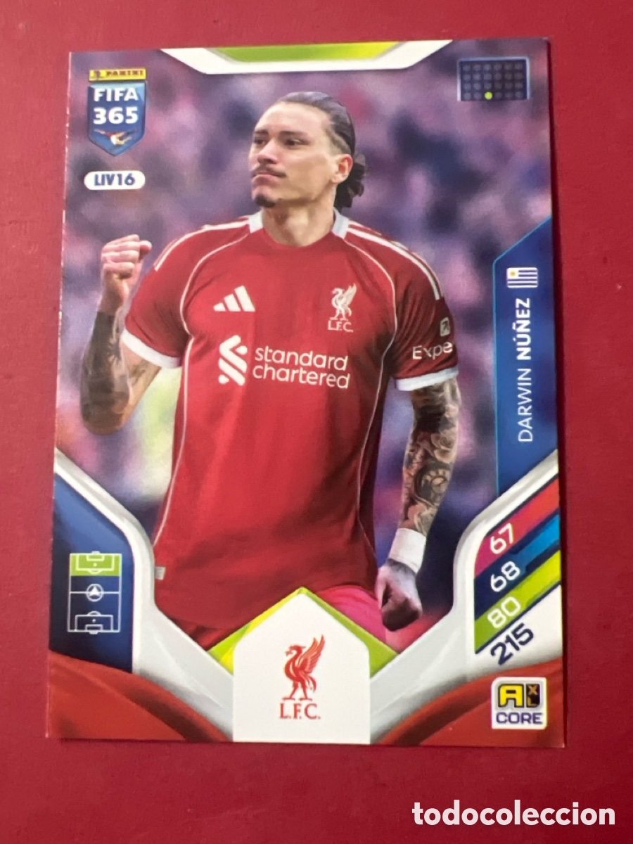 Cromos de f&uacute;tbol: A1730. Darwin Nu&ntilde;ez Liverpool Adrenalyn 2026 Fifa 365 # LIV 16