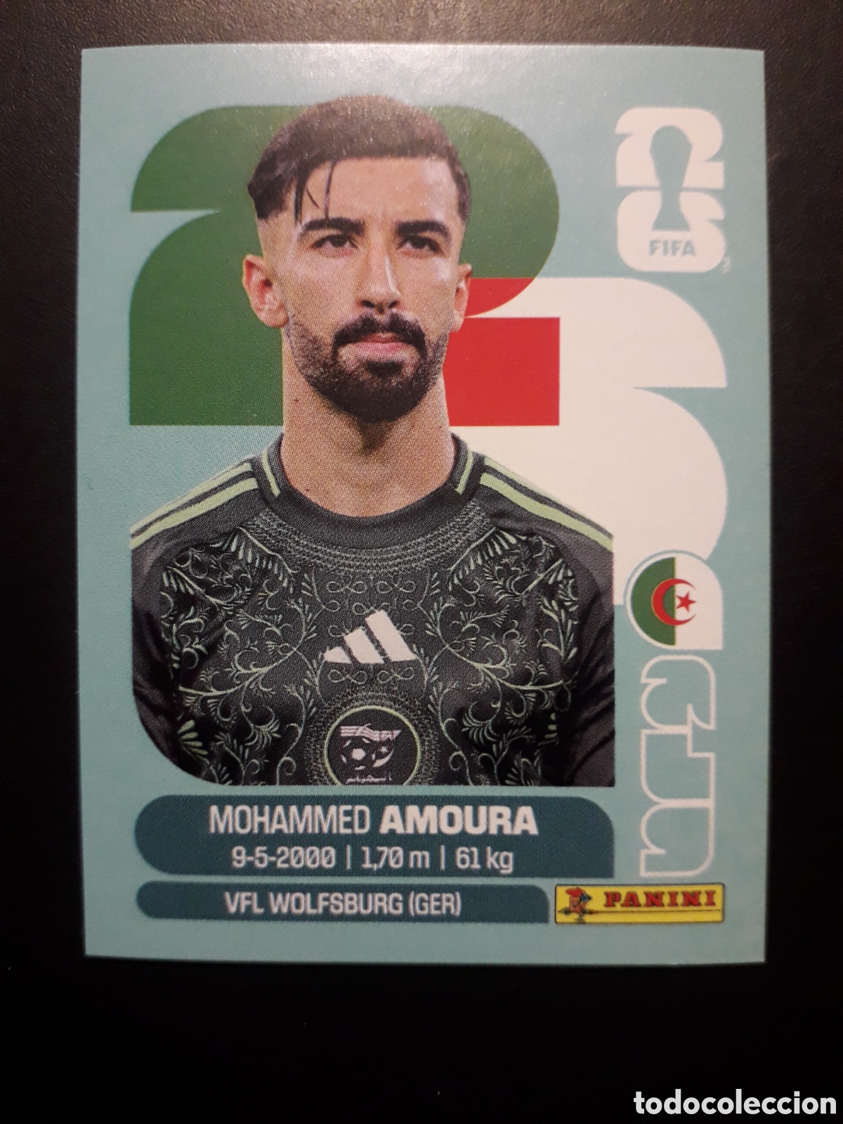 Cromos de f&uacute;tbol: AMOURA ARGELIA ALG 20 MUNDIAL F&Uacute;TBOL 2026 FIFA WORLD CUP PANINI SIN PEGAR PEDIDO M&Iacute;NIMO 3&euro;