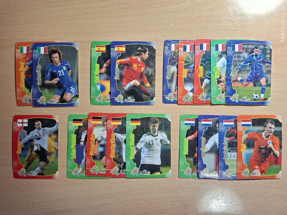Cromos de f&uacute;tbol: LOTE 18 CARTAS EUROCOPA EURO 2012 12 SERGIO RAMOS PIRLO ROONEY LAHM GIROUD XABI ALONSO ...