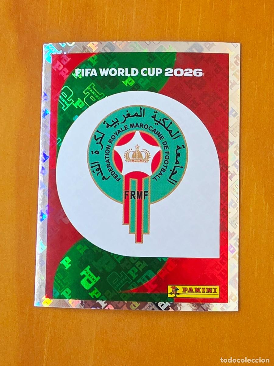 Cromos de f&uacute;tbol: MAR 1 Escudo logo emblema Marruecos, Panini FIFA World Cup Mundial 2026 Sticker