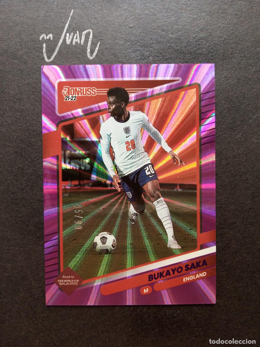 Cromos de f&uacute;tbol: NUMERADA #/99 LASER SAKA INGLATERRA MUNDIAL 2026 ⚽ PANINI &reg; DONRUSS ROAD FIFA WORLD CUP QATAR 21 22