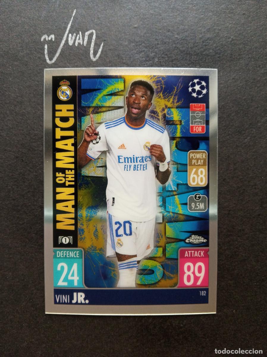 Cromos de f&uacute;tbol: N&ordm; 182 MAN MATCH VINI JR REAL MADRID BRASIL ⚽ TOPPS &reg; CHROME ATTAX CHAMPIONS 2021 2022 21 22 NUEVO